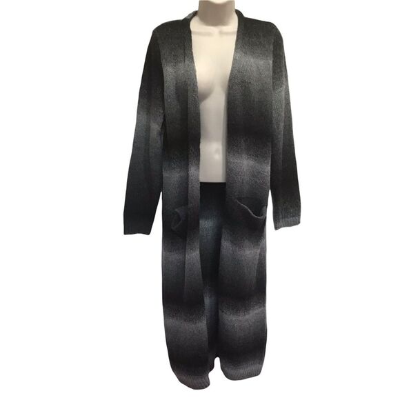 Joseph A Gray Ombré Stripe Long Line Cardigan Sz M - Picture 1 of 11